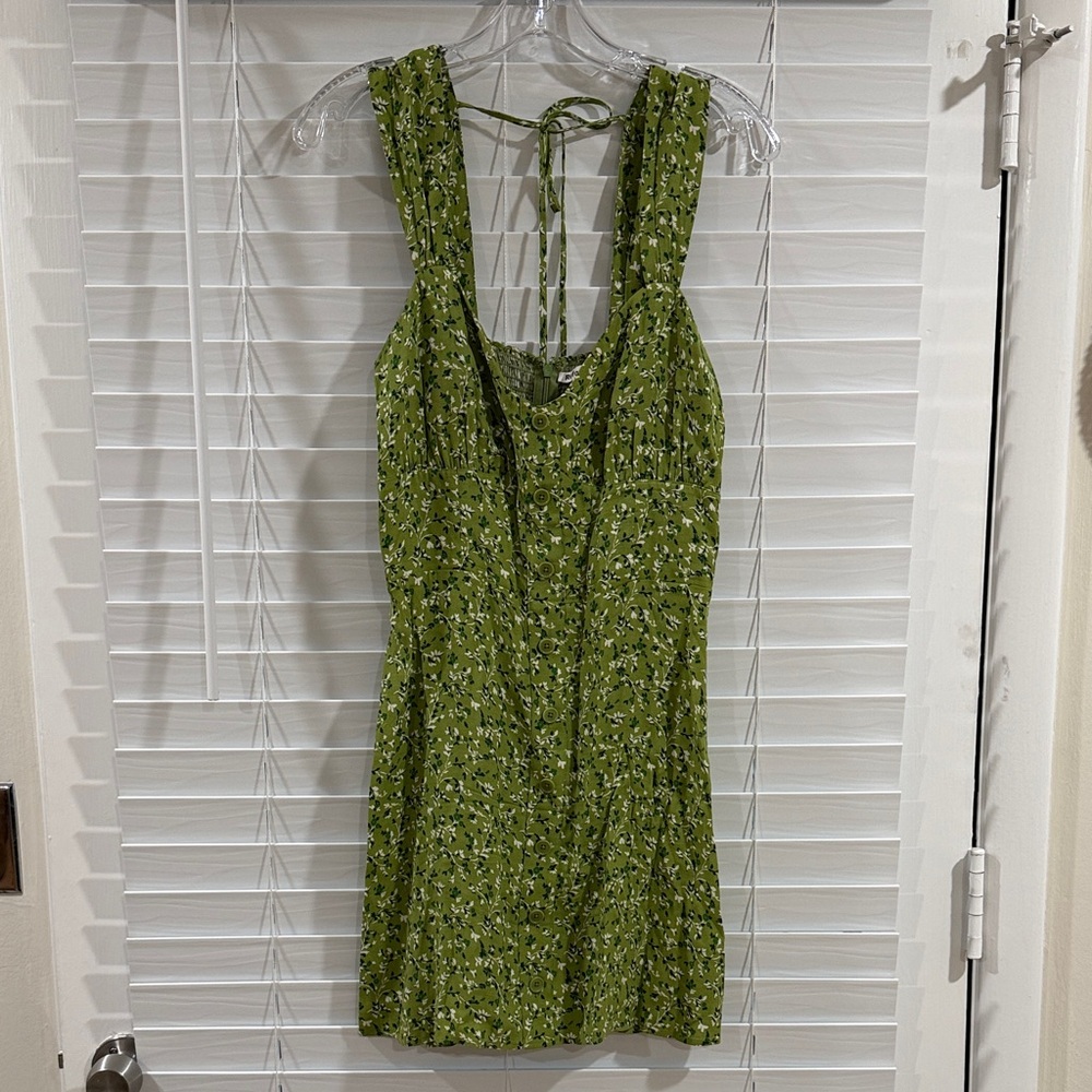 Reformation Green Floral Mini Dress
